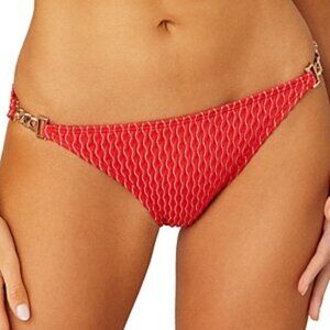 Shoshanna Metallic Print Chain Swim Bikini Bottom Women's Size XL Red